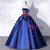 Navy Blue Satin Strapless Embroidery Appliques Quinceanera Dress