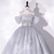 Gray Tulle Lace 3D Appliques Quinceanera Dress