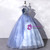 Blue Tulle Appliques See Through Back Quinceanera Dress