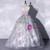 Gray Tulle Embroidery Strapless Quinceanera Dress