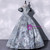 Gray Blue Tulle Flower Off Shoulder Quinceanera Dress