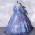 Blue Tulle Sequins Short Sleeve Quinceanera Dress