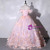 Pink Tulle 3D Appliques Quinceanera Dress