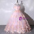 Pink Tulle 3D Appliques Quinceanera Dress