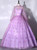 Purple Tulle Long Sleeve 3D Flower Quinceanera Dress