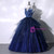 Navy Blue Tulle Spagehtti Straps Quinceanera Dress