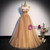 Yellow Tulle Beading See Through Neck Quinceanera Dress