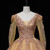 Gold Tulle Long Sleeve Backless Sequins Quinceanera Dress