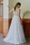 White Tulle Deep V-neck Flower Wedding Dress