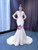 White Mermaid Long Sleeve Appliques Wedding Dress