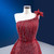 Burgundy Tulle One Shoulder Beading Prom Dress