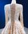 Champagne Tulle V-neck Long Sleeve Prom Dress With Detachable Train