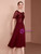 Fashion Burgundy Sequins Short Sleeve Mother Of The Bride Dress