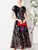 Black Tulle Short Sleeve Embroidery Mother Of The Bride Dress