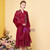 Burgundy Tulle 3/4 Sleeve Appliques Mother Of The Bride Dress