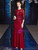 Red Mermaid 3/4 Sleeve Mother Of The Bride Dress