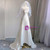 White Satin Strapless Flower Wedding Dress