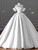 White Satin Strapless Pleats Beading Wedding Dress
