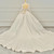 Ivory Satin Long Sleeve Square Pearls Wedding Dress