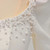 Ivory Satin Long Sleeve Square Pearls Wedding Dress