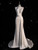 White Mermaid Satin Halter Backless Wedding Dress