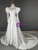 White Satin Long Sleeve Appliques Beading High Neck Wedding Dress