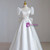 White Organza Short Sleeve Bow Wedding Dress