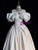 White Satin Off the Shoulder Pleats Floor Length Wedding Dress