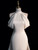 White Mermaid Satin High Neck Wedding Dress