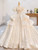 Square neckline ball gown wedding dress with detachable puff sleeves and beading
