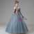 Blue Tulle Sequins Long Sleeve Beading Flower Girl Dress