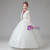 White Tulle Long Sleeve Beading Sequins Flower Girl Dress