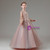 Lotus Root Pink Tulle Long Sleeve Beading Flower Girl Dress