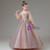 Lotus Root Pink Tulle Long Sleeve Beading Flower Girl Dress