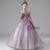 Purple Yulle Sequins Long Sleeve Beading Flower Girl Dress