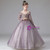 Purple Yulle Sequins Long Sleeve Beading Flower Girl Dress