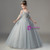 Gray Tulle Straps Appliques Beading Flower Gril Dress