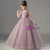 Pink Tulle Square Short Sleeve Flower Girl Dress