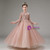 Pink Tulle Long Sleeve High Neck Beading Flower Girl Dress