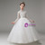 White Tulle Long Sleeve High Neck Flower Girl Dress