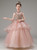 Pink High Neck Tulle Sequins Beading Flower Girl Dress