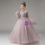 Pink Tulle Long Sleeve Applique Beading Flower Girl Dress