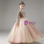 Pink Tulle Sequins Long Sleeve Bow Flower Girl Dress