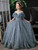 Blue Sequins Short Sleeve See Through Neck Flower Girl Dress