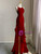 Burgundy mermaid halter prom dress front view