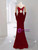 Burgundy Sequins Straps Beading Prom Dress