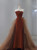 Caramel Color Tulle Strapless Prom Dress