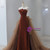Caramel Color Tulle Strapless Prom Dress
