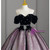 Black Velvet Short Sleeve Ball Gown Prom Dress