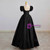 Black Square Puff Sleeve Crystal Prom Dres